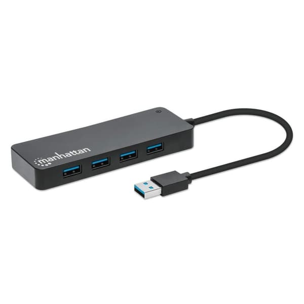 MANHATTAN 7-portars USB 3.2 Gen 1 Typ-A Hub USB-A hane till sju USB-A hona, 5 Gbps SuperSpeed USB (tidigare USB 3.0), USB-driven, svart (168403)