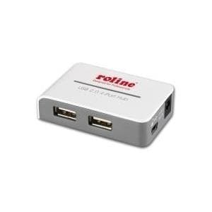 ROLINE USB 2.0 Hub "Black and White", 4 porte, med strømforsyning (14.02.5013)