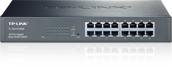 TP-LINK, nätverksswitch, 16-ports 10/100/1000Mbps, RJ45 Svart