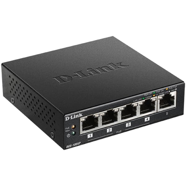 D-Link DGS-1005P 5-Port Gigabit PoE+ musta