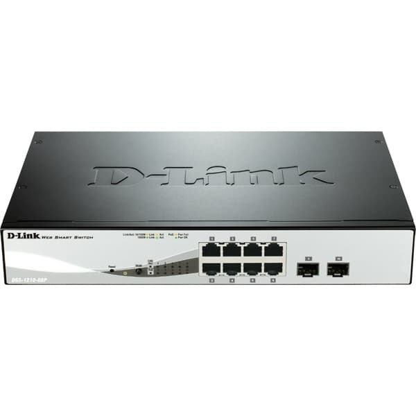 D-Link 8-port 10/100/1000 Gigabit PoE Smart Switch (DGS-1210-08P)