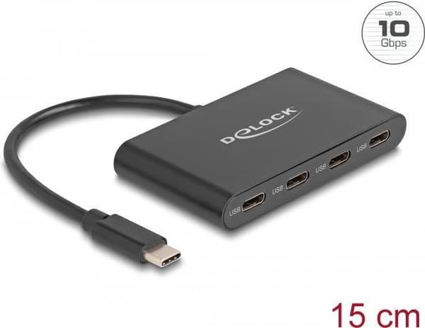 DeLOCK 64129 Interface Hub USB 3.2 Gen 2 (3.1 Gen 2) Type-C 5000 Mbit/s Svart (64129)