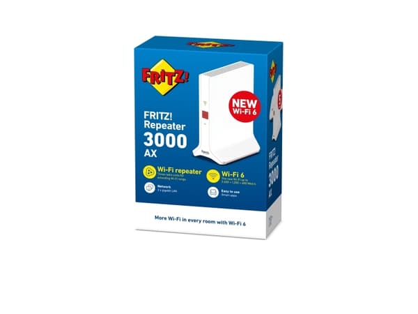 FRITZ!Repeater 3000 AX, Gjentaker, 2400 Mbit/s, Wi-Fi, Ethernet/bredbåndsforbindelse