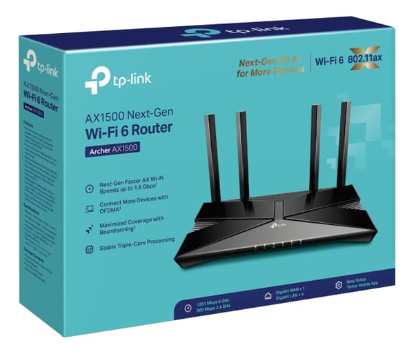 TP-Link AX1500 Wi-Fi 6 Router, Broadcom 1.5GHz Tri-Core CPU