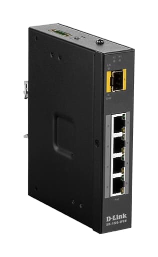 dlink Switch, 5-porter, Gigabit, PoE, Plug and play, SFP, svart Sort