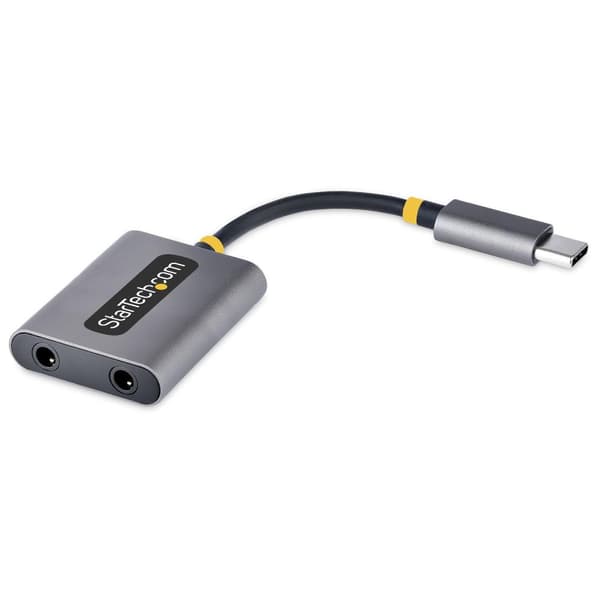 StarTech.com USB-C hörlursdelare, USB typ C dubbel headsetadapter med mikrofoningång, USB C till 3,5 mm ljudadapter/hörlursdongel, USB C till ljudjack