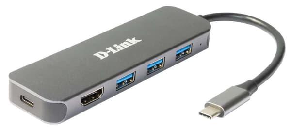 D-Link 5-in-1 USB-C-keskitin HDMI-/virtalähteellä DUB-2333