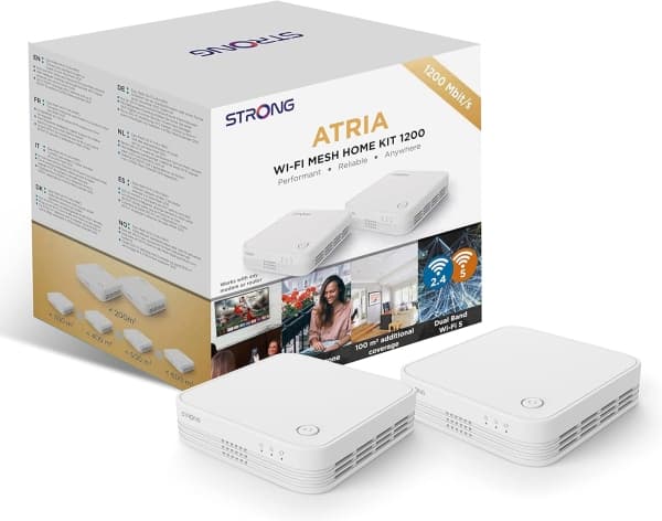 Strong WI-FI MESH HOME KIT 1200, Hvit, Innvendig lys, Mesh satellitt, 450 m², 20 dBmW, Dobbelbånd (2.4 GHz / 5 GHz) Vit