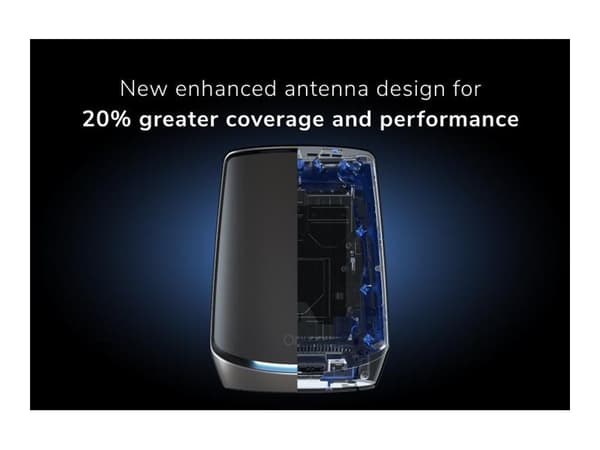 NETGEAR Orbi RBK863SB - Wifi-system - (router, 2 förstärkare) - upp till 6750 kvadratfot - mesh 10GbE - Wi-Fi 6 - Trippelband