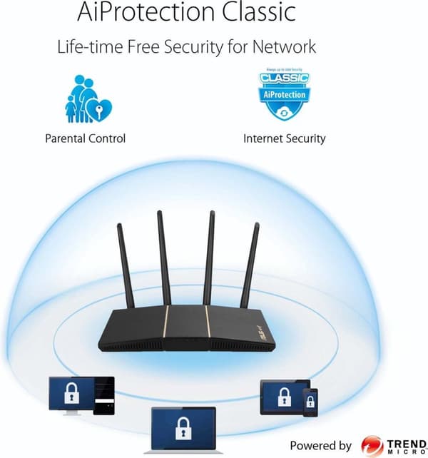ASUS RT-AX57 trådlös router Gigabit Ethernet Dual-band (2,4 GHz / 5 GHz) Svart