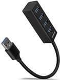 Pikkukuva 1 / 3: AXAGON HUE-M1A Superspeed USB-A Mini Hub, 4x USB 3.0 - 20 cm, musta (HUE-M1A)
