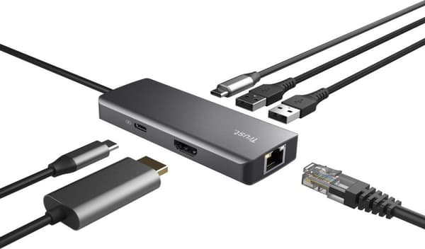 Trust Dalyx - dockingstation - til bærbar computer - USB-C - HDMI - GigE
