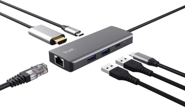 Trust Dalyx - dockingstation - til bærbar computer - USB-C - HDMI - GigE