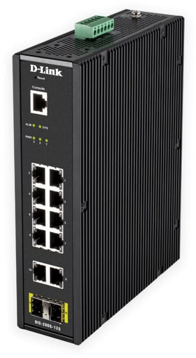 dlink 12-Port Gigabit Smart Managed Industrial Switch, black Svart