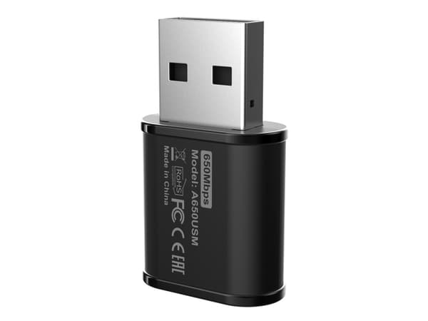 TOTOLINK A650USM AC650 WIRELESS DUAL BAND USB ADAPTER, MU-MIMO SUPPORT, Langallinen, USB A-tyyppi, WLAN, Wi-Fi 5 (802.11ac), 633 Mbit/s, Musta