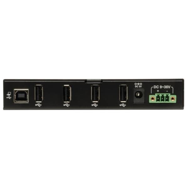Tripp Lite 4-porttinen kestävä teollisuus-USB 2.0 Hi-Speed -keskitin, jossa 15KV ESD Immunity Metal Asennus - Keskitin - 4 x USB 2.0 - DIN-kiskoon kii