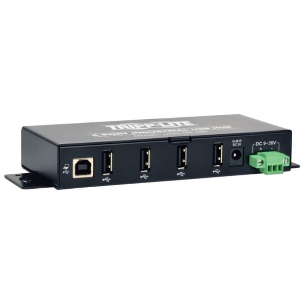 Tripp Lite 4-porttinen kestävä teollisuus-USB 2.0 Hi-Speed -keskitin, jossa 15KV ESD Immunity Metal Asennus - Keskitin - 4 x USB 2.0 - DIN-kiskoon kii