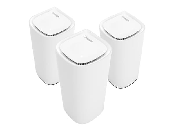 Linksys VELOP Pro 6E - Wi-Fi-system - (3 rutere) - inntil 9000 kvadratfot - maske 1GbE - Wi-Fi 6 - Multibånd Hvit