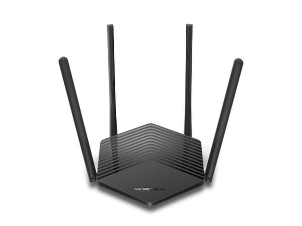 Mercusys MR60X, Wi-Fi 6 (802.11ax), Dobbelbånd (2.4 GHz / 5 GHz), Ethernet/bredbåndsforbindelse, Sort, Frittstående router