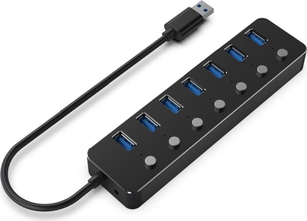 Gembird 7-portars USB 3.1 Gen 1 HUB med switchar juodas UHB-U3P7P-01 (UHB-U3P7P-01)