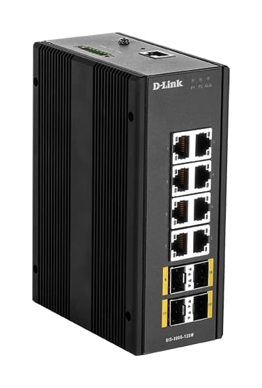 D-Link 12 Port Managed Switch, Gigabit, SFP, heat resistant, comp musta