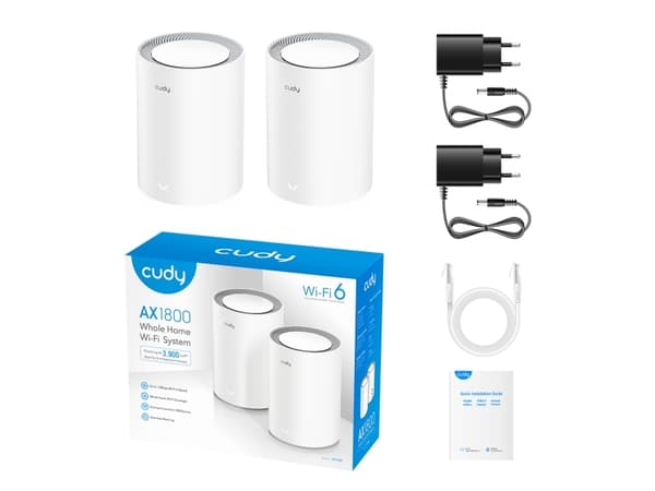 Cudy M3000 2-Pack, Sort, Rød, Innvendig lys, Mesh system, Rundtvirkende, 445 m², 30 dBmW