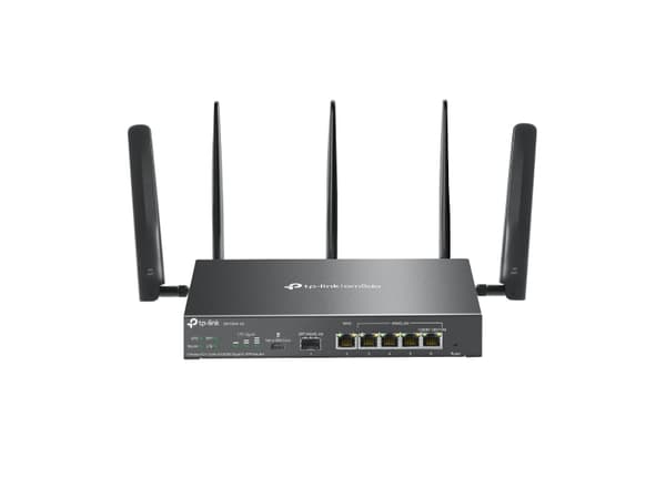 TP-Link Omada ER706W-4G, Wi-Fi 6 (802.11ax), Dobbelbånd (2.4 GHz / 5 GHz), Ethernet/bredbåndsforbindelse, 4G, Sort, Skrivebord/stolperuter Sort