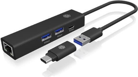 IcyBox 4 Port Hub med USB 3.2 Gen 1 Type-A eller Type-C®-port