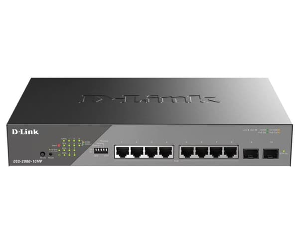 D-Link 10-port Gigabit Ethernet PoE+ overvåkingsbryter