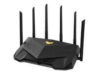 Asus TUF Gaming AX6000 trådløs ruter på skrivebordet