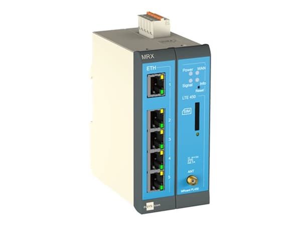 INSYS icom MRX MRX2 LTE - Ruter - WWAN 5-port svitsj - 4G, 2G - DIN-skinnemonterbar
