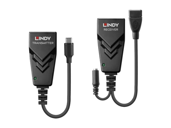Lindy 43390, Nätverkssändare och -mottagare, 100 m, 480 Mbit/s, Cat5e, Cat6, CH317Q, CH9317, RTL8211E, Svart