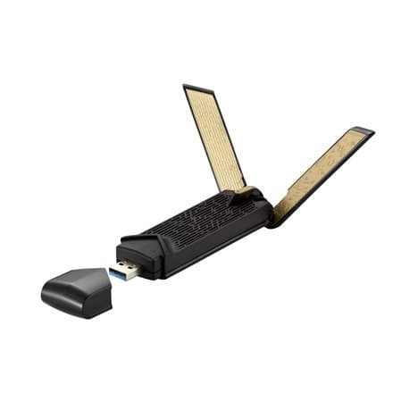 Asus | Langaton kaksikaistainen | USB-AX56 AX1800 (ei telinettä) | 802.11ax | 1201+574 Mbit/s | Mbit/s | Ethernet LAN (RJ-45) -portit | Sotku