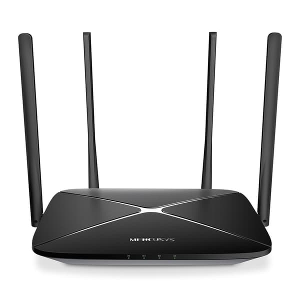 Mercusys | Langaton AC1200 Dual Band Gigabit Router | AC12G | 802.11ac | 300+867 Mbit/s | 10/100/1000 Mbit/s | Ethernet LAN (RJ- musta