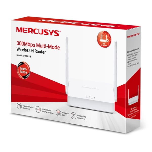 Mercusys | Multi-Mode langaton N-reititin | MW302R | 802.11n | 300 Mbit/s | 10/100 Mbit/s | Ethernet LAN (RJ-45) -portit 2 | Mesh Su