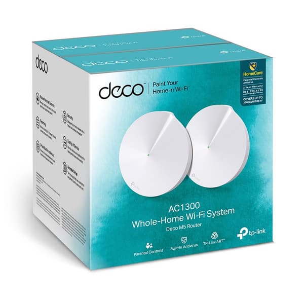 TP-LINK | AC1300 Whole Home Mesh Wi-Fi System | Deco M5 (2-pak) | 802.11ac | 867+400 Mbit/s | 10/100/1000 Mbit/s | Ethernet LAN