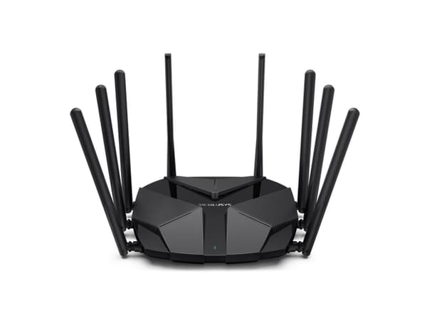 Mercusys MR90X, Wi-Fi 6 (802.11ax), Dobbelbånd (2.4 GHz / 5 GHz), Ethernet/bredbåndsforbindelse, Sort, Frittstående router Sort