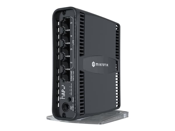 Mikrotik hAP ax2, Wi-Fi 6 (802.11ax), Kaksitaajuus (2,4 GHz/5 GHz), Ethernet LAN, Musta, Pöytäreititin musta