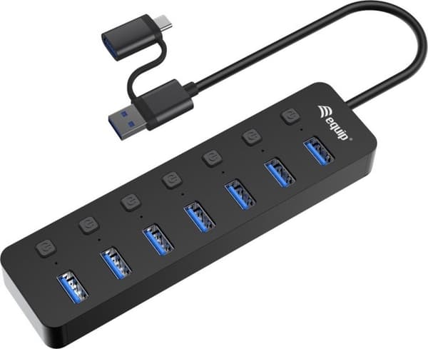Utrusta 128965 gränssnittshubb USB 3.2 Gen 1 (3.1 Gen 1) Typ-A 5000 Mbit/s Svart