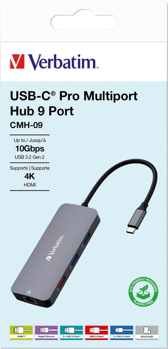 Verbatim USB-C Pro multiport hubb 9-ports CMH-09
