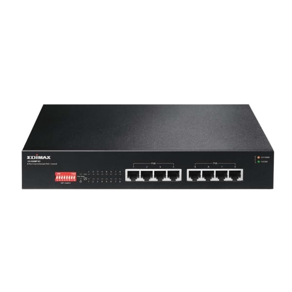 Edimax Long Range 8-Port Gigabit PoE+ Switch med DIP Switch Sort