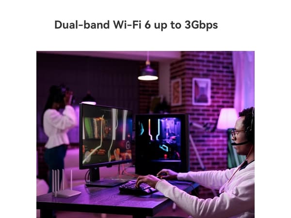 Imou HX21, Wi-Fi 6 (802.11ax), Dual-band (2,4 GHz / 5 GHz), Nätverksansluten (Ethernet), Vit, Bordsrouter