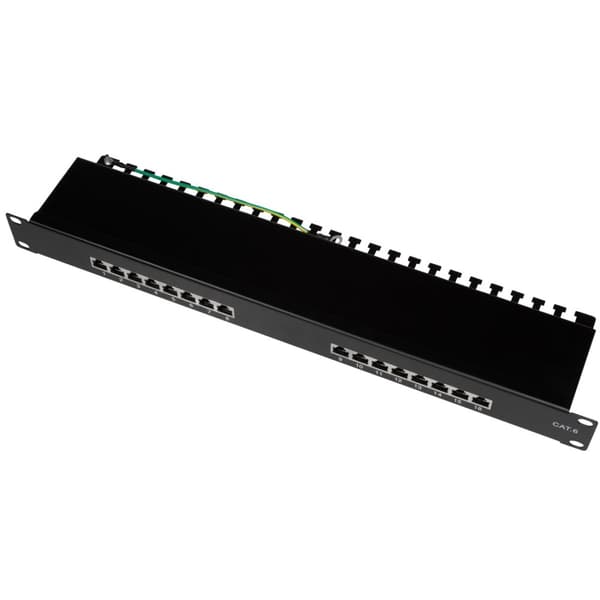 LogiLink Patchpanel 16-portar Cat6 för 19" rack U1 Svart