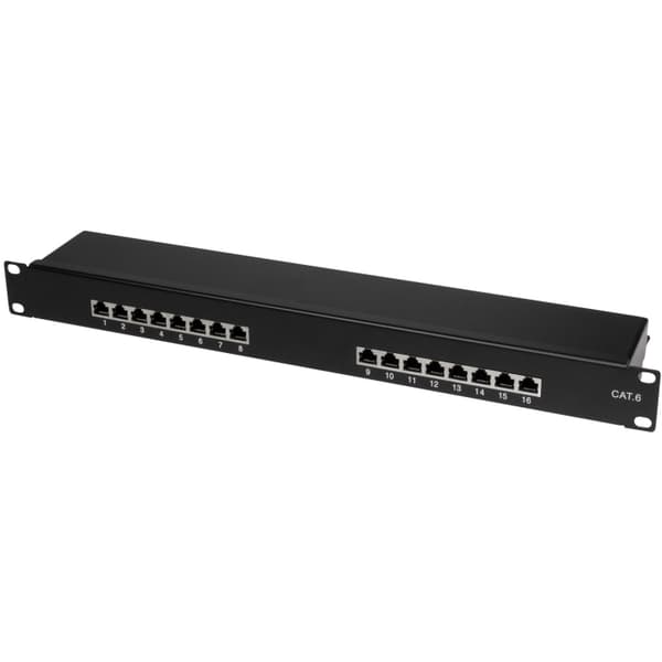 LogiLink Patchpanel 16-portar Cat6 för 19" rack U1 Svart Sort