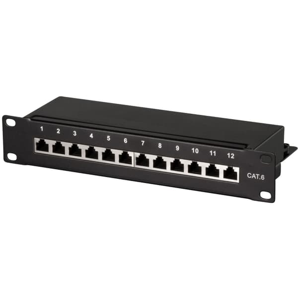 LogiLink Patchpanel 12-portar Cat6 för 10" rack U1 Svart Sort
