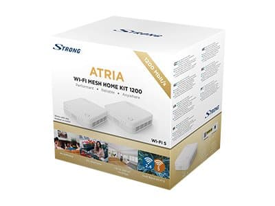 Strong ATRIA Wi-Fi Mesh Home Trio Pack 1200 - Wifi-system - (3 routers) - upp till 450 kvadratmeter - mesh 1GbE - Wi-Fi 5 - Dubbelband Vit