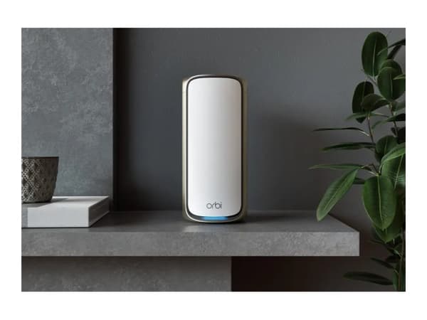 NETGEAR Orbi 970 Series RBE972S - Wi-Fi-system - (ruter, utvider) - inntil 5400 kvadratfot - maske 10GbE, 2.5GbE, Wi-Fi 7 Quad-Band