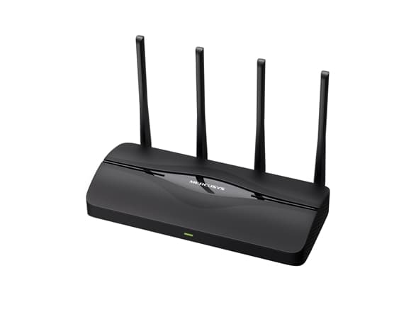 Mercusys MR27BE, Wi-Fi 7 (802.11be), Dobbelbånd (2.4 GHz / 5 GHz), Ethernet/bredbåndsforbindelse, Sort, Frittstående router