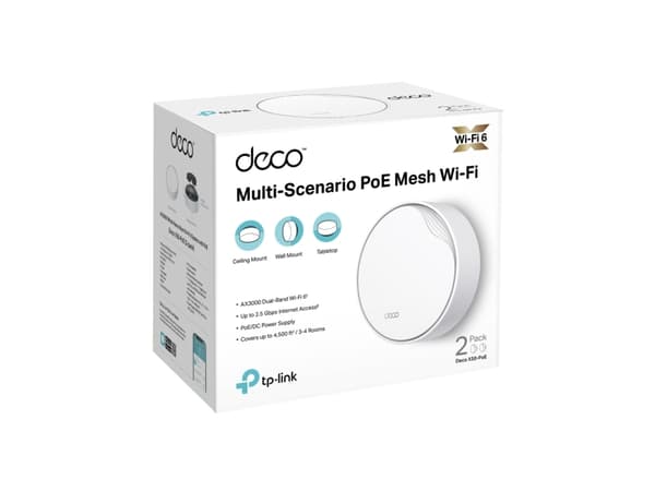 TP-Link DECO X50-POE(2-PACK), Hvit, Innvendig lys, Mesh system, 420 m², Dobbelbånd (2.4 GHz / 5 GHz), Wi-Fi 6 (802.11ax)