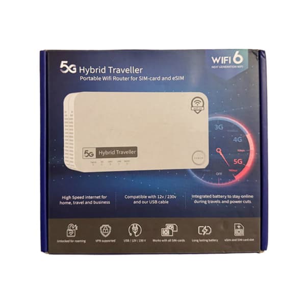 5G Hybrid Traveller bærbar wifi-ruter for SIM- og eSIM-kort